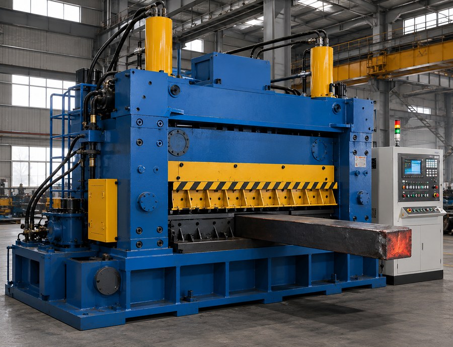 Billet shearing machine cutting bar stock to length