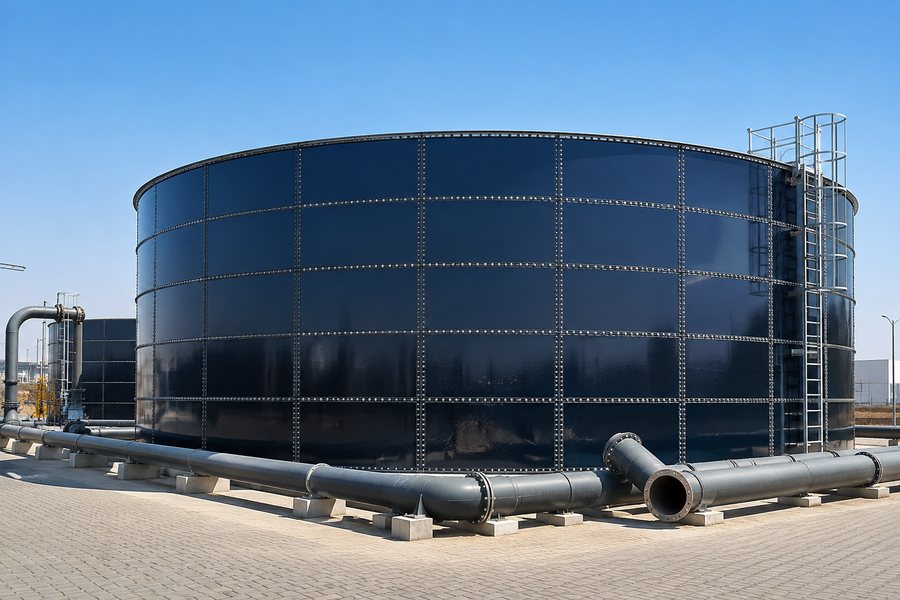 Glass-fused-to-steel bolted storage tank
